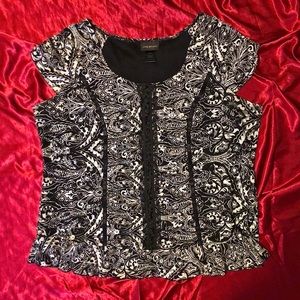 Contrast Whimsigoth Paisley Victorian Cap Sleeve Blouse